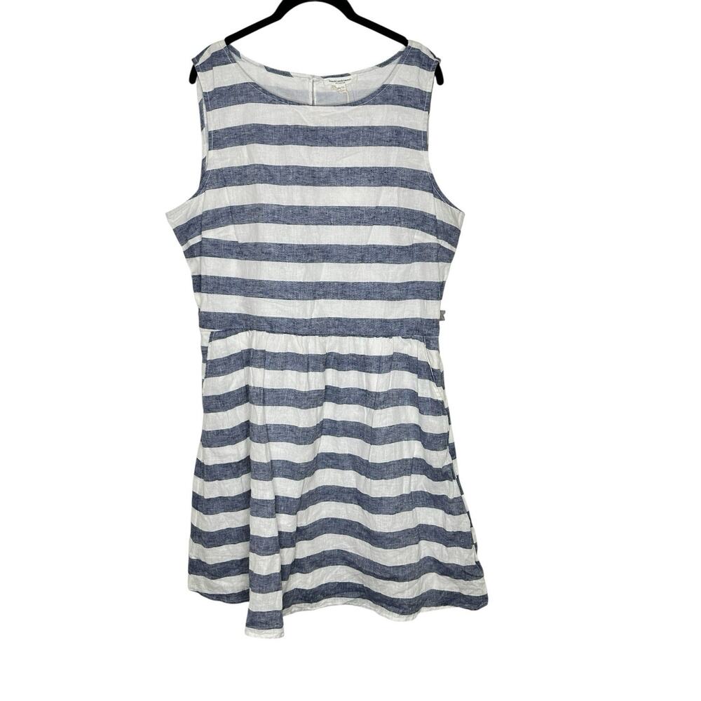 NWT Beach Lunch Lounge Womens Ayesha Dress XL Linen Cotton Blend Striped Coastal